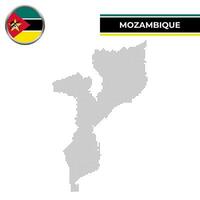 punteado mapa de Mozambique con circular bandera vector