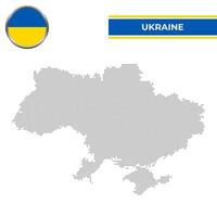 punteado mapa de Ucrania con circular bandera vector