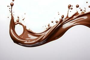 Photo liquid chocolate splash on white background generative ai