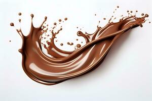Photo a splash of chocolate isolated on white background generative ai