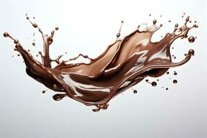 Photo hot chocolate splash on white background  generative ai