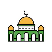 Place for muslim public worship. Building of islamic religious and prostration or prayer. Ramadan kareem, eid al-fitr mubarak. Mosque icon ramadan muslim.Vector illustration on white background.EPS10 vector