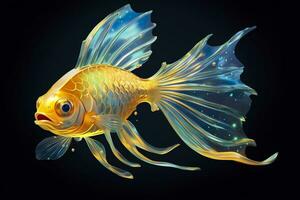 3d rendering. fish on black background. Generative AI photo