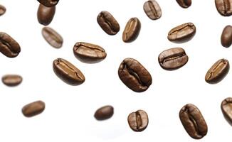 Coffee Bean flying on white background, 3d illustration. Generative AI photo