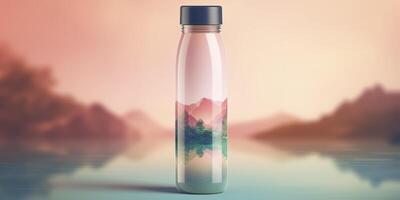 Water Bottle with beautiful background. Generative AI photo