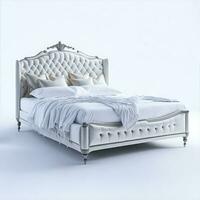 Luxury Bed On A White Background Generative Ai photo