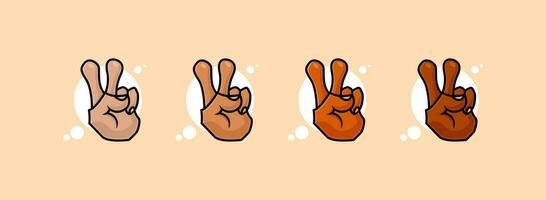 Hand gesture V sign for victory or peace line art vector icon illustration. peace illustration isolated on white background.