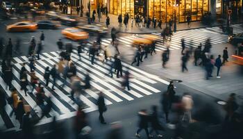 Top view of people on crosswalk. Generative AI photo