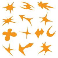 Vector set of Y2K stars, starburst and retro futuristic graphic ornaments for decoration.