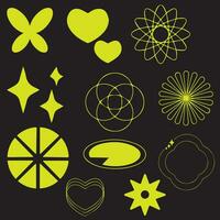 Vector set of Y2K stars, starburst and retro futuristic graphic ornaments for decoration.