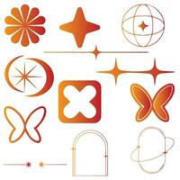 vector conjunto de y2k estrellas, Starburst y retro futurista gráfico adornos para decoración.