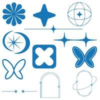 Vector set of Y2K stars, starburst and retro futuristic graphic ornaments for decoration.