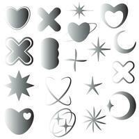 Vector set of Y2K stars, starburst and retro futuristic graphic ornaments for decoration.