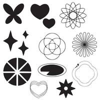 Vector set of Y2K stars, starburst and retro futuristic graphic ornaments for decoration.