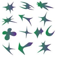 Vector set of Y2K stars, starburst and retro futuristic graphic ornaments for decoration.