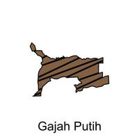 Map City of Gajah Putih illustration design, World Map International vector template with outline graphic sketch style isolated on white background