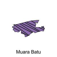 Map of Muara Batu City. vector map Province of Aceh design template with outline graphic sketch style isolated on white background