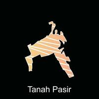 Map of Tanah Pasir City. vector map Province of Aceh design template with outline graphic sketch style isolated on white background