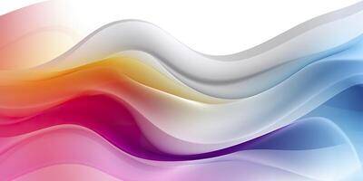 Colorful abstract wave lines flowing horizontally on a white background, ideal for technology, music, science and the digital world. AI Generative photo