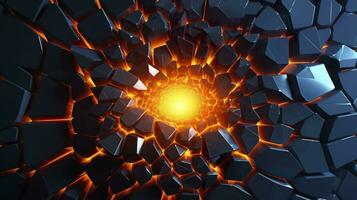 Abstract geometric background. Explosion power design with the crushing surface. 3d illustration. AI Generative photo