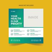 Corporate medical healthcare social media post design template vector