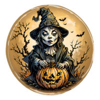 Halloween dessin animé personnage autocollant png transparent Contexte ai génératif