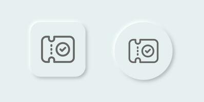 Booking line icon in neomorphic design style. Checklist ticket signs vector illustration.