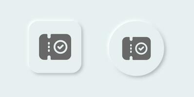 Booking solid icon in neomorphic design style. Checklist ticket signs vector illustration.