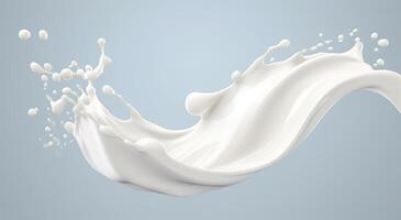 White milk splash isolated on background, liquid or Yogurt splash,  3d illustration. Generative AI photo