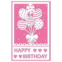 Template stencil of a birthday greeting card with balloons in the style of paper clippings, file cutting vector