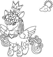 Free vector cute coloring book with unicorn -unicorn love coloring pages