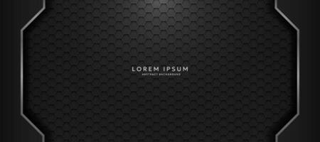 The dark background consists of reflective metallic lines. hexagonal metal texture background vector