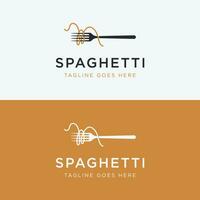 Italian spaghetti logo template design with fork and pasta. Logo for restaurant, business and culinary. vector