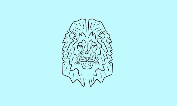 lion vector illustration, unique creative design art, simple with abstract lines, brave and dashing lion face.