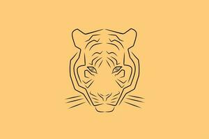 tiger vector illustration, unique creative design art, simple with abstract lines, brave and dashing tiger face.
