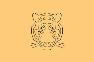 tiger vector illustration, unique creative design art, simple with abstract lines, brave and dashing tiger face.