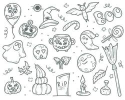 Halloween set of hand drawn elements vector