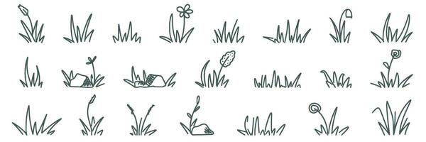 Hand drawn grass set vector clip art illustration