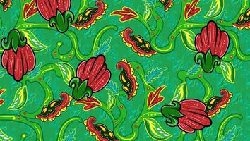 étnico indonesio modelo batik motivos con muy distintivo planta floral javanés elemento patrimonio vector