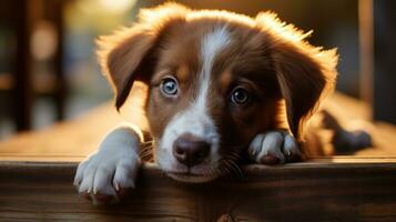 Cute puppy with big brown eyes. photo