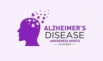 Alzheimer enfermedad conciencia mes es observado cada año en noviembre. vector modelo para bandera, saludo tarjeta, póster con antecedentes. vector ilustración.