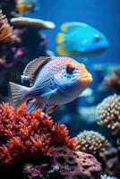 Friendly fish swimming in vibrant aquarium photo