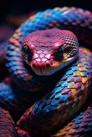 Exotic snake slithering on textured surface photo