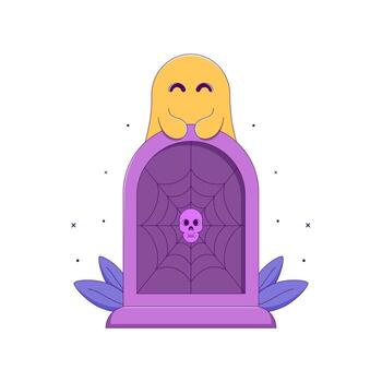 Lined Gravestone with Ghost vector