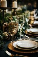 Elegant and sophisticated holiday table settings photo