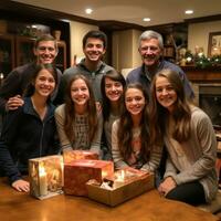 Joyful family gatherings and gift exchange photo