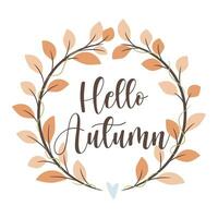 Hello Autumn. Abstract foliage wreath. Vector illustration.