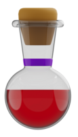 3D rendering of potion, poison in flask, concept for halloween festival, fluid in round bottle flask, Laboratory equipment png