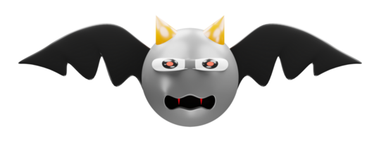 3D rendering of bat for halloween festival, funny ghost bat png