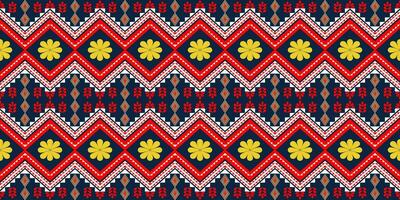 Ethnic pattern of  flower  and geometric for background, carpet, wallpaper, clothing, wrapping, Batik, fabric and etc. vector